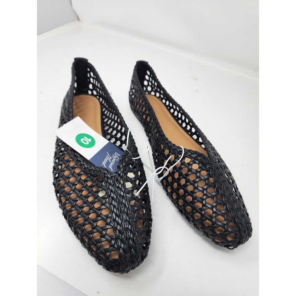 Universal Thread Womens Woven Pointed Toe Flats Black Synthetic Casual Size 10